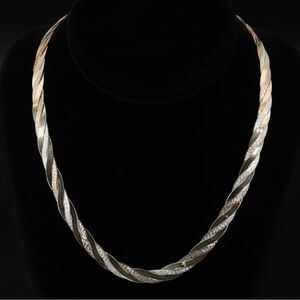 Tri-Color Herringbone Chain Necklace